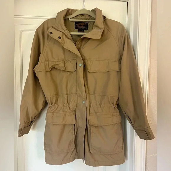 Eddie Bauer Women’s Beige Outdoor Utility Jacket Parka Vintage Coat Size Small - Picture 1 of 13